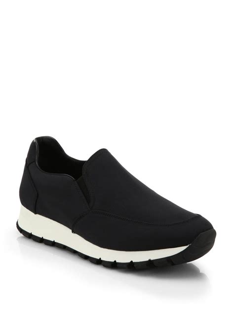 prada nylon lace sneakers|Prada men's slip on sneakers.